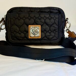 🌸Brighton Knix pre-owned Black Quilted Crossbody with Heart Medallion